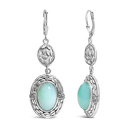 Bids.com .925 Sterling Silver Chalcedony Diamond Accent Drop and Dangle Earring (K-L Color, I1-I2 Clarity) Earrings