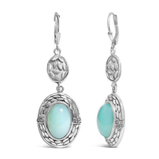 Bids.com .925 Sterling Silver Chalcedony Diamond Accent Drop and Dangle Earring (K-L Color, I1-I2 Clarity) Earrings