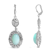 Bids.com .925 Sterling Silver Chalcedony Diamond Accent Drop and Dangle Earring (K-L Color, I1-I2 Clarity) Earrings