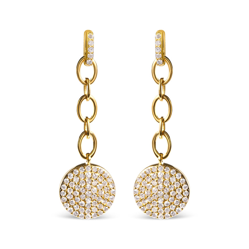 Bids.com 14K Yellow Gold 1.0 Cttw Diamond Chain Cluster Dangle Chain Earrings (I-J Color, I1-I2 Clarity) Earrings