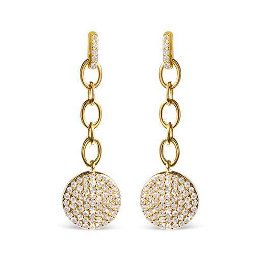 Bids.com 14K Yellow Gold 1.0 Cttw Diamond Chain Cluster Dangle Chain Earrings (I-J Color, I1-I2 Clarity) Earrings