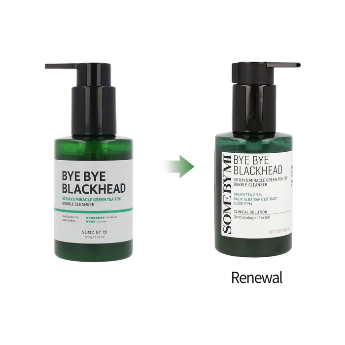 Some By Mi Bye Bye Blackhead 30 Days Miracle Green Tea Tox Bubble Cleanser 120G (2024 Renewal)