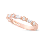 Bids.com 14K Rose Gold 3/8 Cttw Baguette and Round Diamond Bridal Band - (H-I Color, VS1-VS2 Clarity) - Size 6.75 Rings