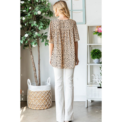 Heimish Animal Print Flutter Sleeve Blouse