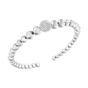 Bids.com .925 Sterling Silver 1/6 Cttw Diamond Rondelle Graduated Ball Bead Cuff Bangle Bracelet (I-J color, I2-I3 clarity) - Fits wrists up to 7 1/2 inches Bracelets