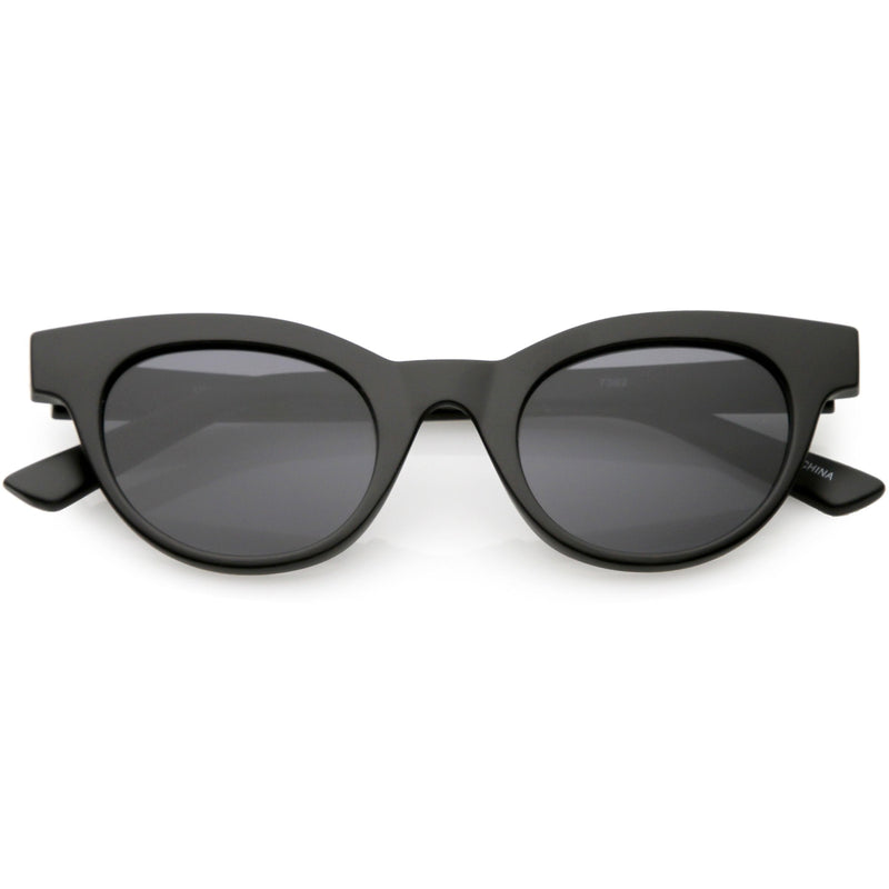 zeroUV Women's Retro Horned Rim Cat Eye Narrow Flat Lens Sunglasses C514 Sunglasses