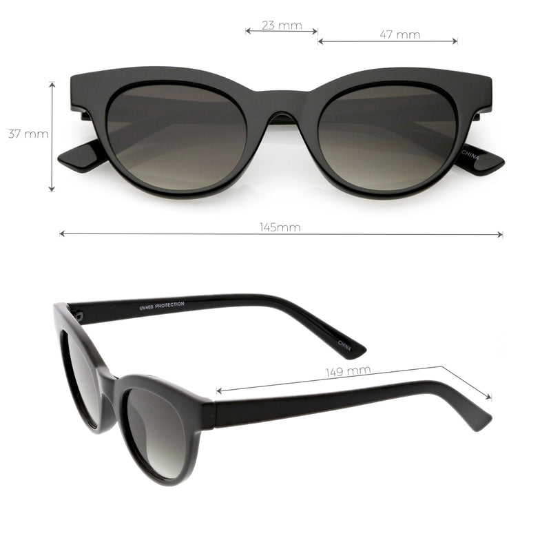 zeroUV Women's Retro Horned Rim Cat Eye Narrow Flat Lens Sunglasses C514 Sunglasses