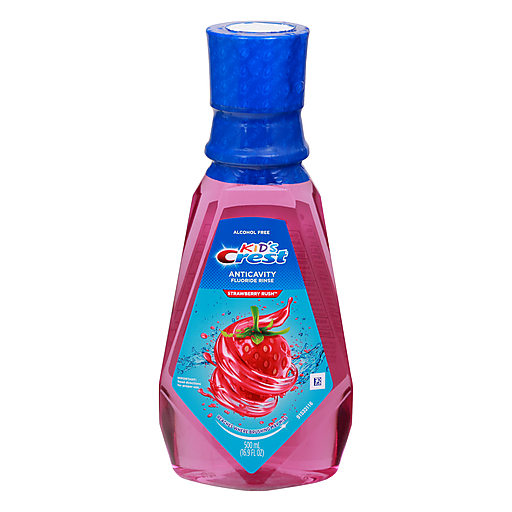 Crest Crest Kids, Anticavity Fluoride Rinse, Alcohol Free, Strawberry Rush, 16.9 Fl Oz (500 Ml) Mouthwash