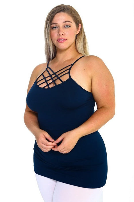 Womens Seamless Triple Criss-Cross Front Cami