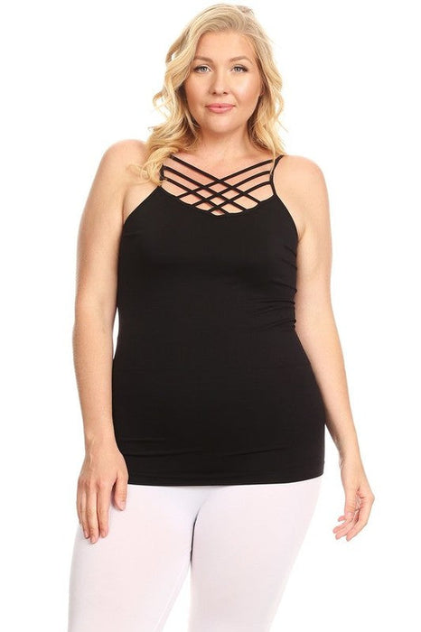 Womens Seamless Triple Criss-Cross Front Cami