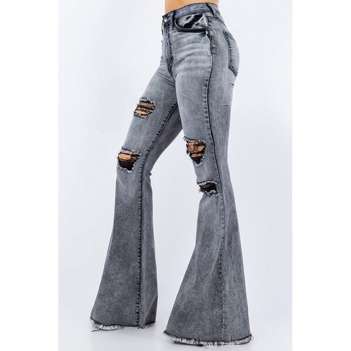 Storm Bell Bottom Jean in Grey