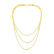 Bids.com 14k Yellow Gold Three Strand Herringbone Chain Necklace Necklaces