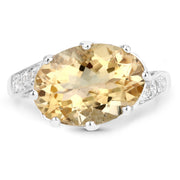 Bids.com 4.63 Carat Genuine Citrine and White Topaz .925 Sterling Silver Ring Rings