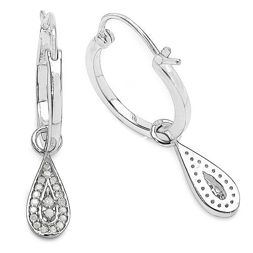 Bids.com 0.28 Carat Genuine White Diamond .925 Sterling Silver Earrings Earrings
