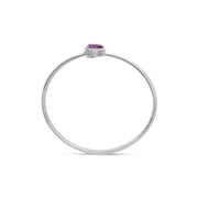 Bids.com .925 Sterling Silver 8 x 5.5mm Pear Shape Amethyst  and Diamond Accent Halo Bypass Bangle Bracelet (H-I Color, SI1-SI2 Clarity)  - Fits up to 7" Inches Bracelets