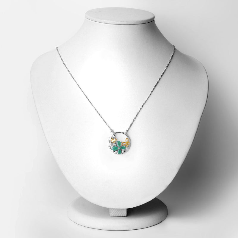 Bids.com 1.35 Carat Genuine Emerald and White Topaz .925 Sterling Silver Pendant Pendants