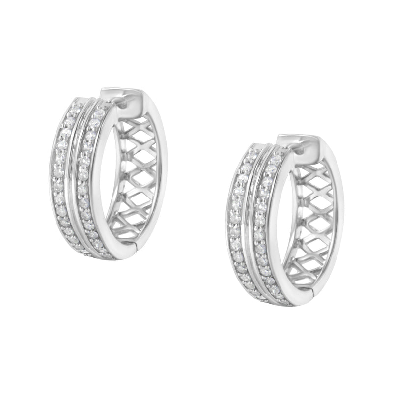 Bids.com 10K White Gold Diamond Hoop Earring (1/2 cttw, I-J Color, I2-I3 Clarity) Earrings