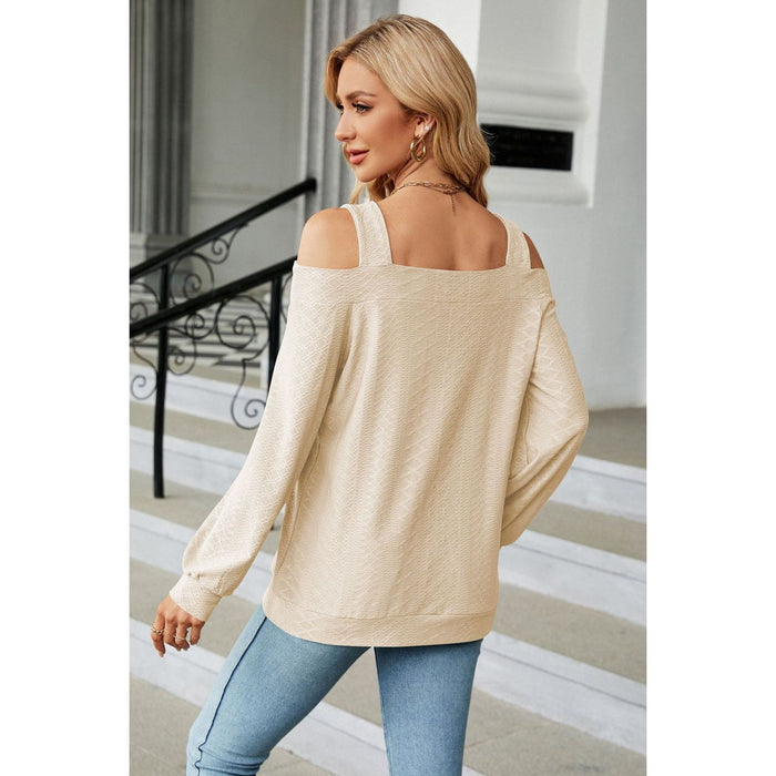 Cold Shoulder Square Neck Cutout Blouse