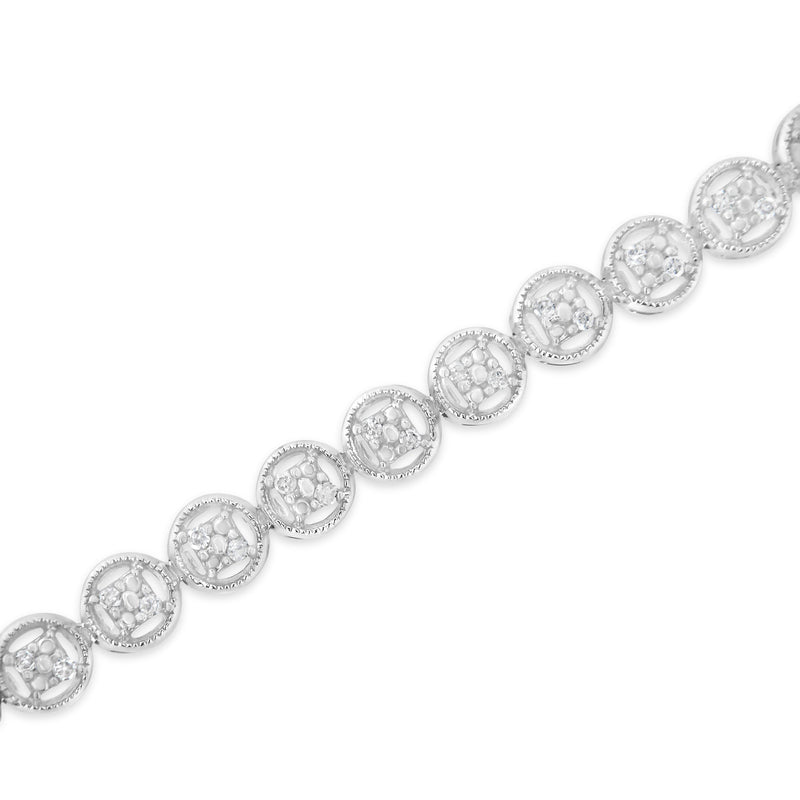 Bids.com 14K Rose Gold Over .925 Sterling Silver 1/4 Cttw Diamond 7" Open Circle Wheel Link Tennis Bracelet (I-J Color, I2-I3 Clarity) Bracelets