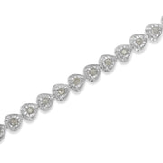 Bids.com .925 Sterling Silver 1.0 Cttw Miracle Set Diamond Heart-Link 7" Tennis Bracelet (I-J Color, I2-I3 Clarity) Bracelets