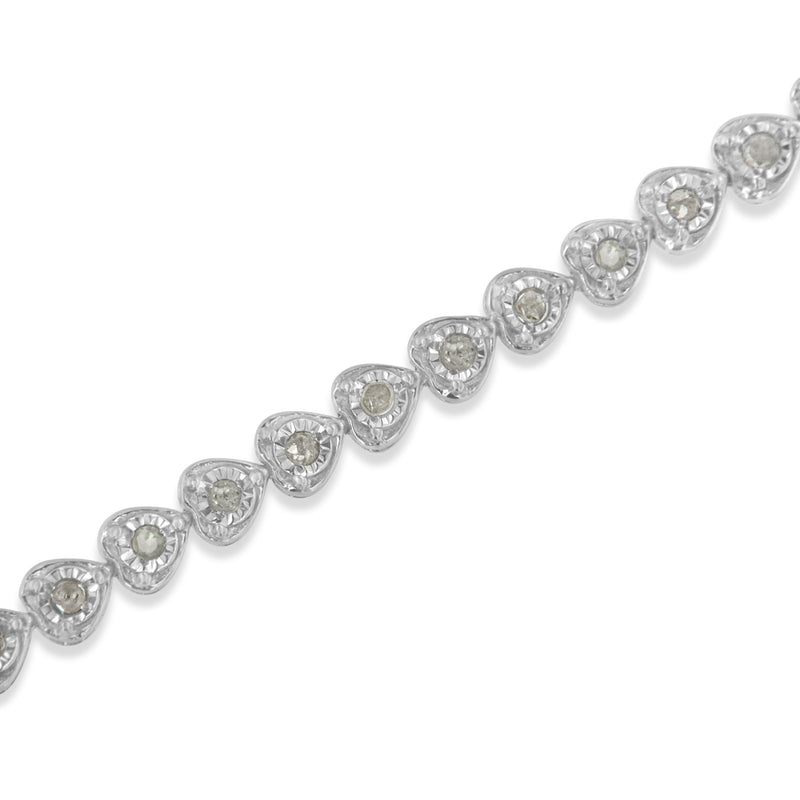 Bids.com .925 Sterling Silver 1.0 Cttw Miracle Set Diamond Heart-Link 7" Tennis Bracelet (I-J Color, I2-I3 Clarity) Bracelets