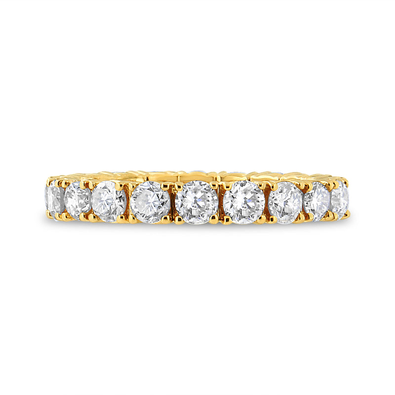 Bids.com 14K Yellow Gold 2.00 Cttw Shared Prong Set Round Cut Diamond Eternity Band (J-K Color, VS1-VS2 Clarity) - Ring Size 6.75 Rings