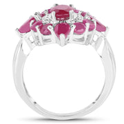 Bids.com 3.04 Carat Glass Filled Ruby .925 Sterling Silver Ring Rings
