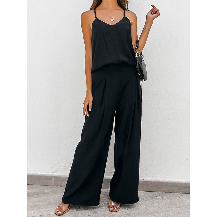 Spaghetti Strap Cami and Wide Leg Pants Set