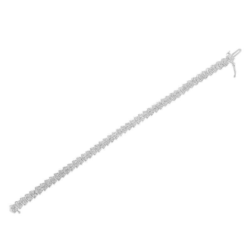 Bids.com .925 Sterling Silver 1.0 Cttw Chevron 2 Stone Arrow Link Tennis Bracelet (I-J Color, I3 Clarity) - 7â€ Bracelets
