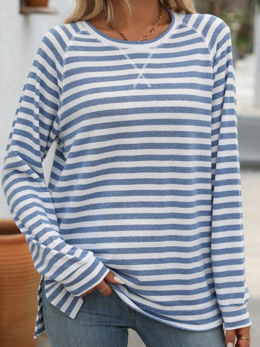 Striped Round Neck Long Sleeve T-Shirt