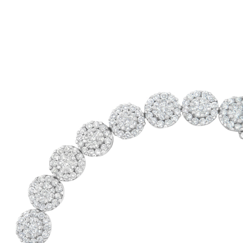 Bids.com 14K White Gold 3-3/4 Cttw Round-Brilliant Cut Diamond 7-1/4" Round Cluster Links Tennis Bracelet (I-J Color, SI2-I1 Clarity) Bracelets