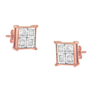 Bids.com Rose Gold Plated Sterling Silver Diamond Composite Stud Earrings (3/4 cttw, J-K Color, I1-I2 Clarity) Earrings