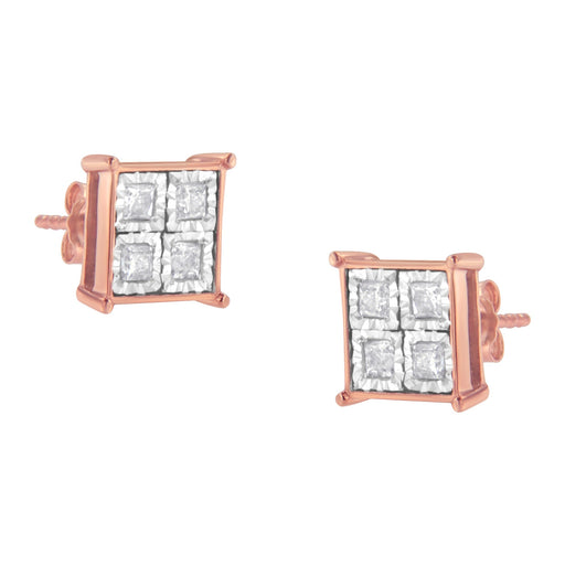 Bids.com Rose Gold Plated Sterling Silver Diamond Composite Stud Earrings (3/4 cttw, J-K Color, I1-I2 Clarity) Earrings
