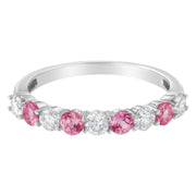 Bids.com 10KT White Gold 1/2 cttw Diamond and 3MM Created Blue Sapphire Gemstone Band Ring (H-I, I1-I2) - Size 7 Rings