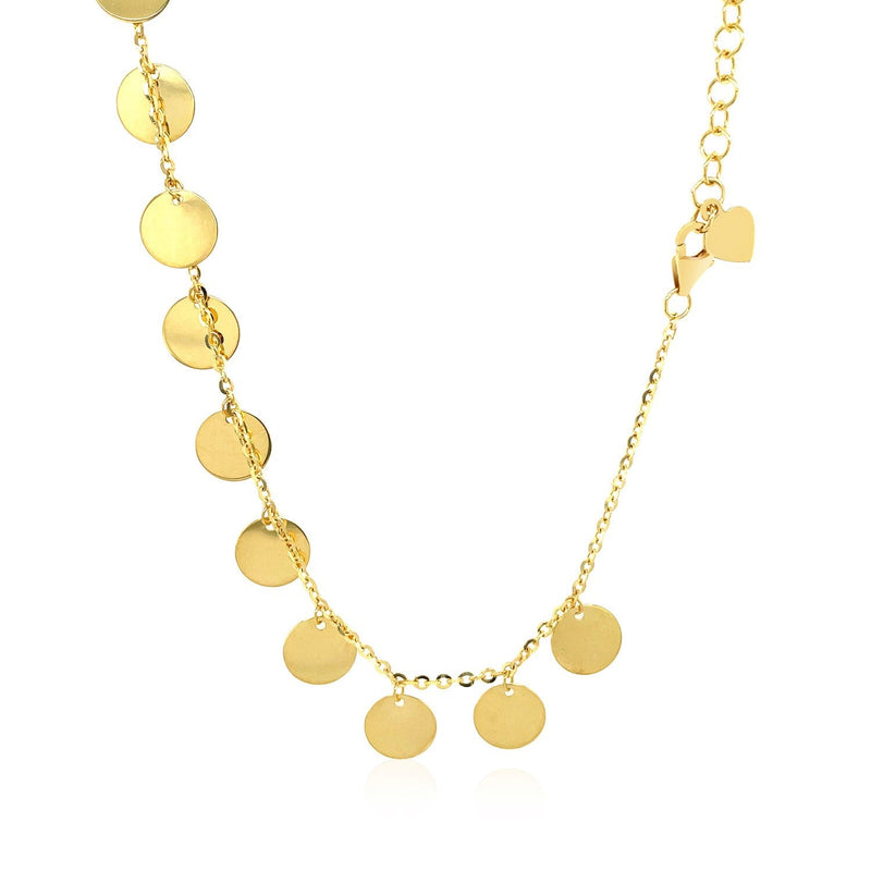 Bids.com Choker Necklace with Polished Discs in 14k Yellow Gold Necklaces
