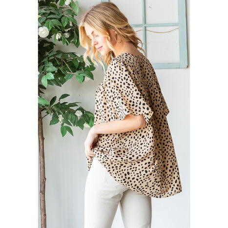 Heimish Animal Print Flutter Sleeve Blouse