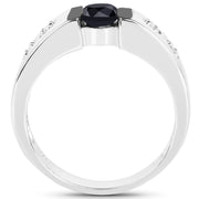 Bids.com 0.56 Carat Genuine Black Diamond and White Diamond .925 Sterling Silver Ring Rings