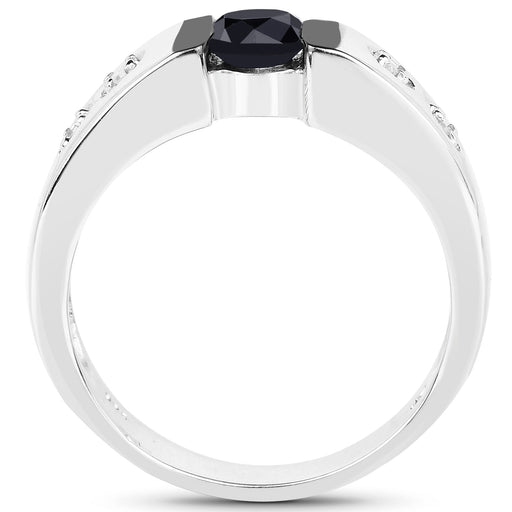 Bids.com 0.56 Carat Genuine Black Diamond and White Diamond .925 Sterling Silver Ring Rings