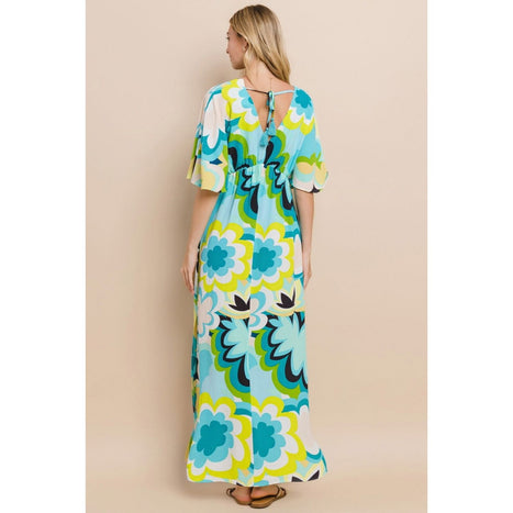 ODDI Floral Printed Slit Maxi Dress