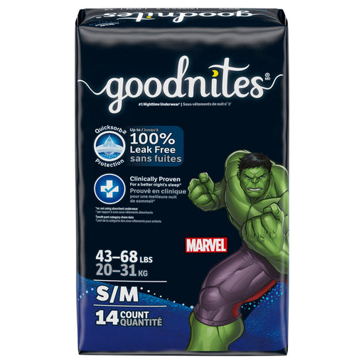 GoodNites GoodNites Boys Marvel Nighttime S/M Underwear (43 68 Lbs) Diapers