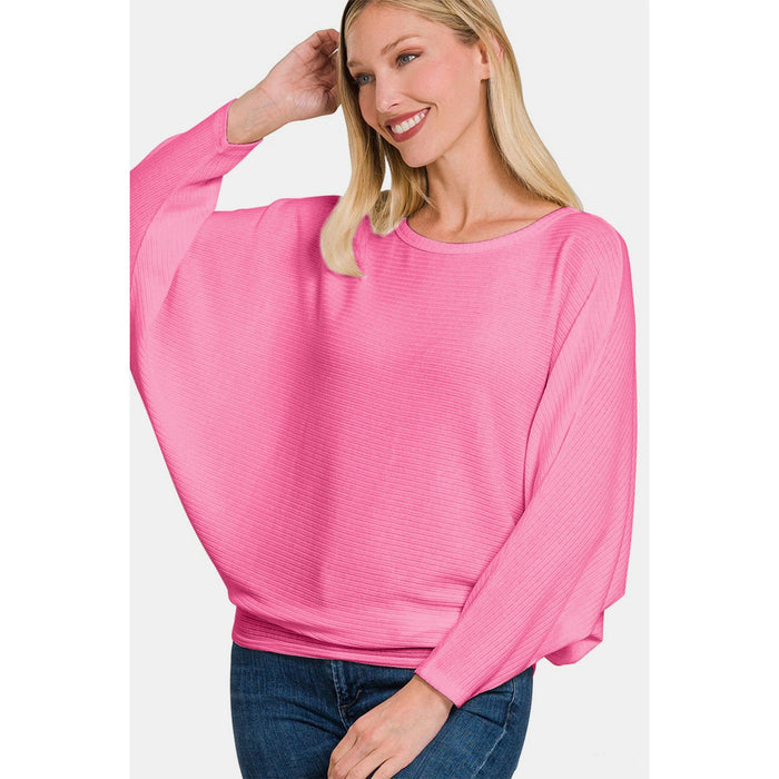 Zenana Ribbed Round Neck Long Sleeve Top