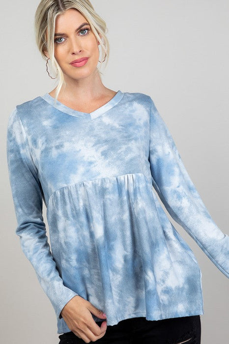 Plus Cloud Tie Dye Babydoll Top