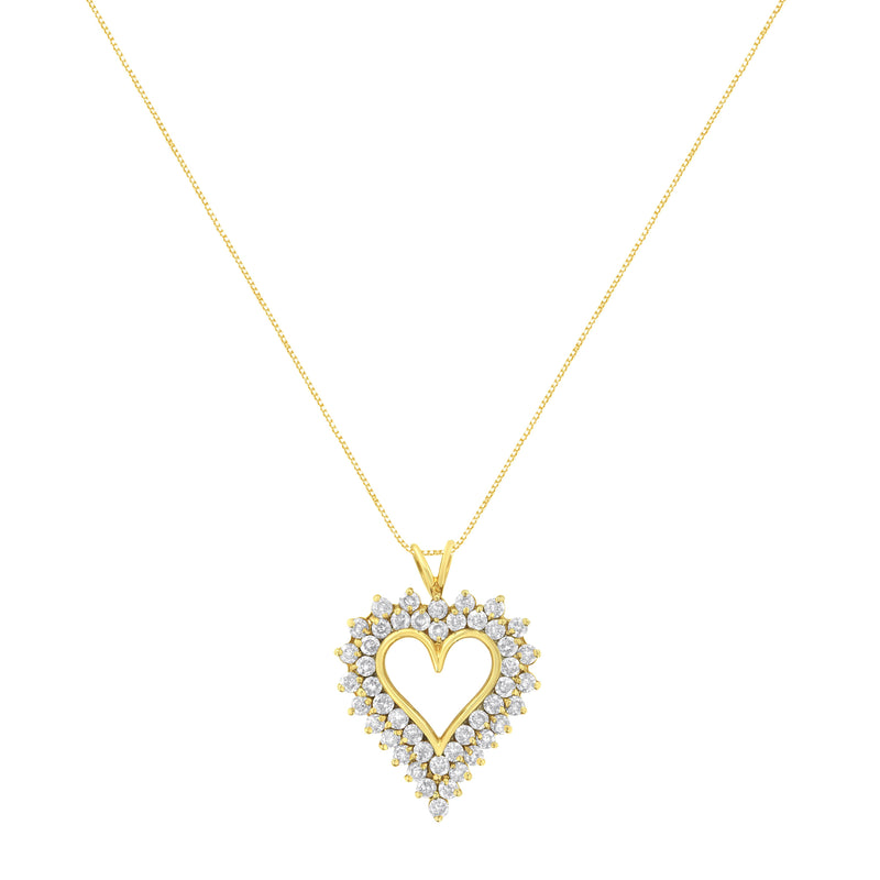 Bids.com 14K Yellow Gold .925 Sterling Silver 4 cttw Round-cut Diamond Cluster Heart Pendant Necklace (K-L Color, I1-I2 Clarity) Necklaces
