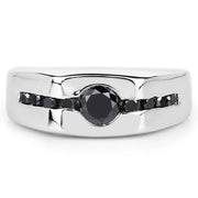 Bids.com 0.74 Carat Genuine Black Diamond .925 Sterling Silver Ring Rings
