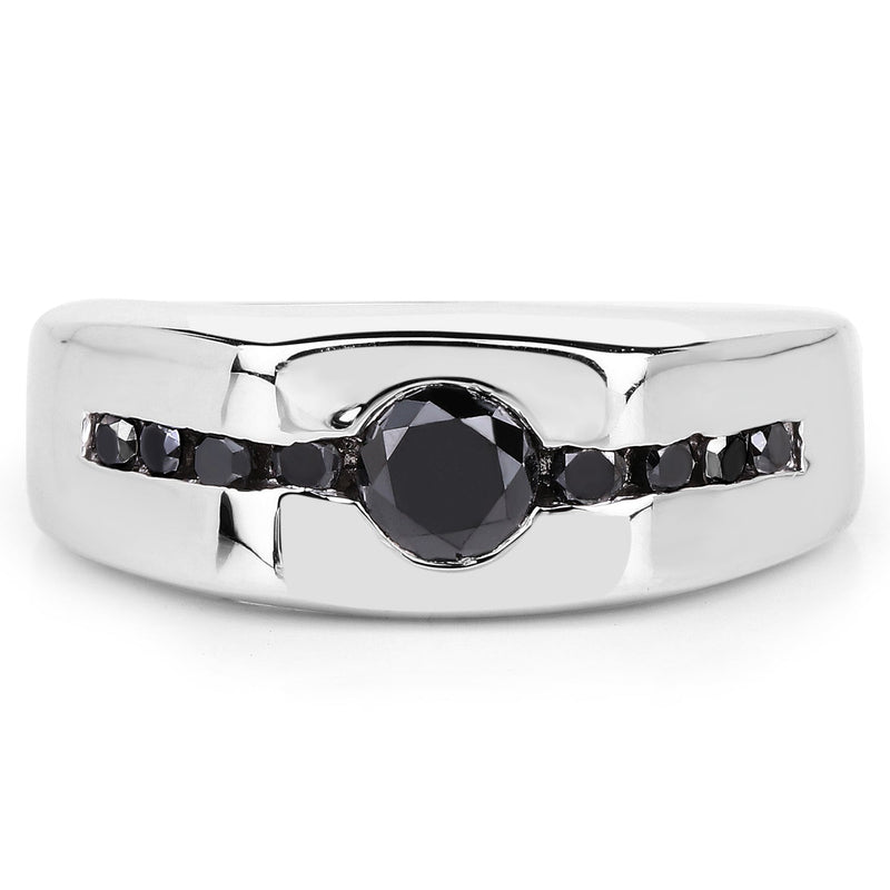 Bids.com 0.74 Carat Genuine Black Diamond .925 Sterling Silver Ring Rings