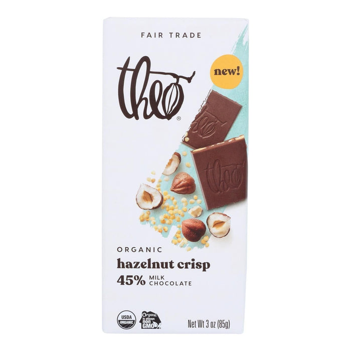 Theo Chocolate - Bar Chocolate Hazelnut Crisp (Pack of 12-3 Oz )