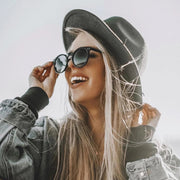 zeroUV Dapper Key Hole Vintage Horned Rim Round Circle Indie Sunglasses 8943 Sunglasses