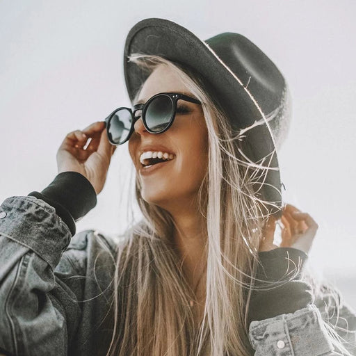 zeroUV Dapper Key Hole Vintage Horned Rim Round Circle Indie Sunglasses 8943 Sunglasses