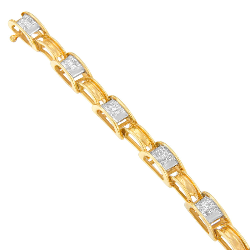Bids.com 14K Yellow Gold Princess Cut Diamond Chain Link Bracelet (1.00 cttw, H-I Color, SI1-SI2 Clarity) Bracelets