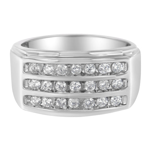 Bids.com 14K White Gold Men's Diamond Channel Set Band Ring (1 cttw, H-I Color, SI2-I1 Clarity) Rings